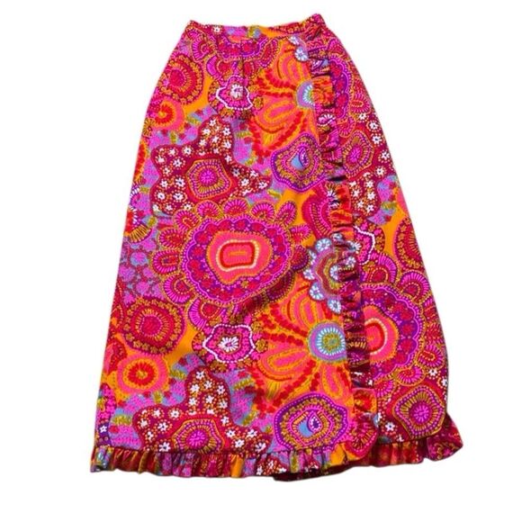 60s Vintage ALICE of California Cocktail Party MCM Floral Vivid skirt - Picture 2 of 7